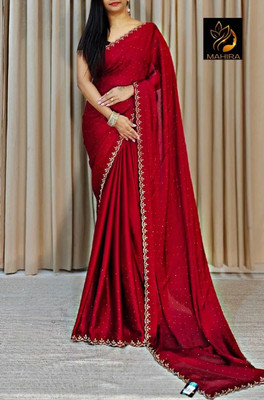 KAKADIYA CREATION Embellished Bollywood Chiffon Saree(Red)