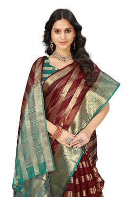 Aarunika SST Woven Bollywood Organza Saree(Magenta)