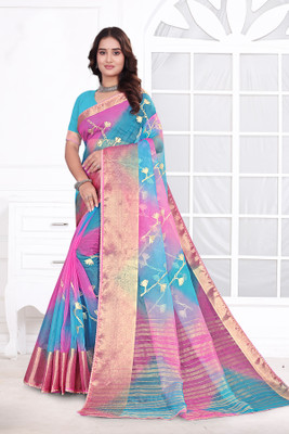 Aarunika LGF Solid/Plain Bollywood Organza Saree(Yellow)