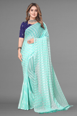 Jay Bajrang Fashion Embellished Leheria Georgette Saree(Light Blue)