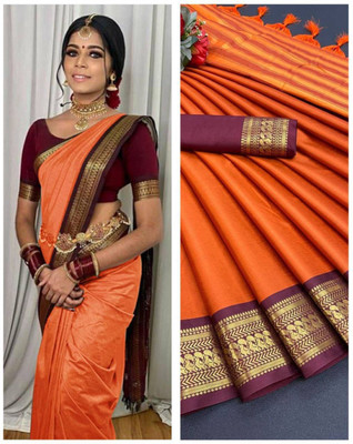 Shruti Bandhani Woven Kanjivaram Cotton Silk Saree(Multicolor)