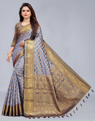 BHUVA BROTHERS Woven Banarasi Cotton Silk Saree(Multicolor)