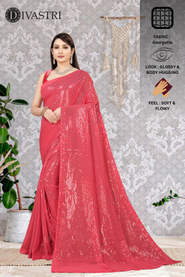 Divastri Embellished Bollywood Georgette Saree(Pink)