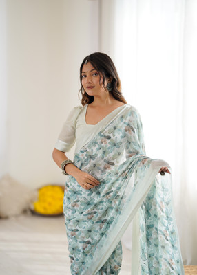 Meet Trendz Printed Bollywood Satin Saree(Light Green)