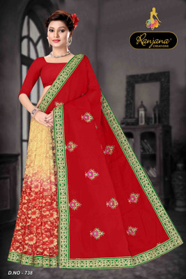 RANJANA CREATION Self Design Bollywood Net Saree(Yellow)
