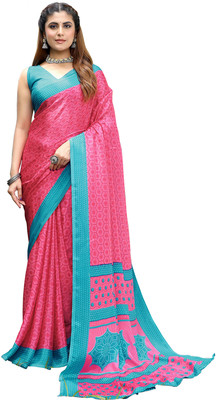 Priyashi Printed Bollywood Tussar Silk Saree(Pink, Blue)