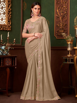 Tasrika Embellished Bollywood Chiffon Saree(Beige)