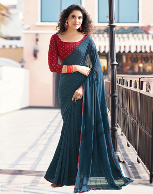 SIRIL Embellished Bollywood Georgette Saree(Blue)