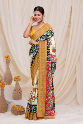 harvi fashion Digital Print Daily Wear Tussar Silk Saree(Yellow)