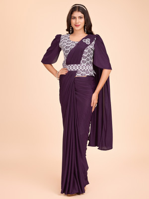 TRESPINO Embroidered Bollywood Lycra Blend Saree(Magenta)