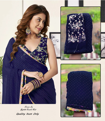 Riddhi textile Hub Embellished Bollywood Georgette Saree(Blue)
