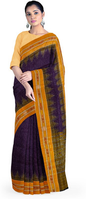 handloom paridhaan Woven Handloom Pure Cotton Saree(Purple)