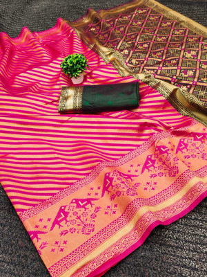 Ruhabs Woven Kanjivaram Silk Blend Saree(Magenta)