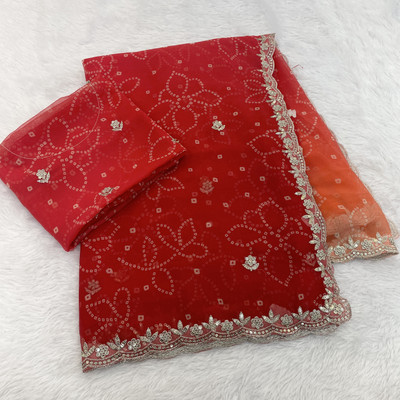LAJEELEE Embroidered Bollywood Georgette Saree(Red)
