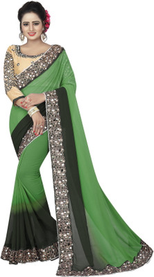 jashvicreation Embroidered Bollywood Georgette Saree(Dark Green)