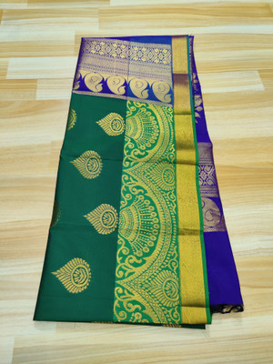Uniqon Creations Printed Kota Doria Cotton Silk Saree(Green)