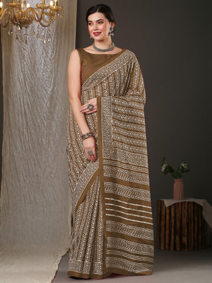 ANOUK Printed Daily Wear Silk Blend Saree(Light Green)