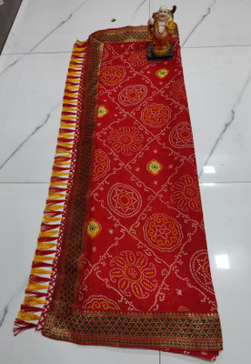 SHIV COLLECTION Printed Bandhani Georgette Saree(Red)