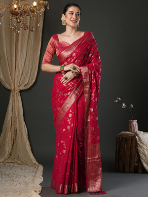 Tasrika Woven Kanjivaram Georgette Saree(Pink)