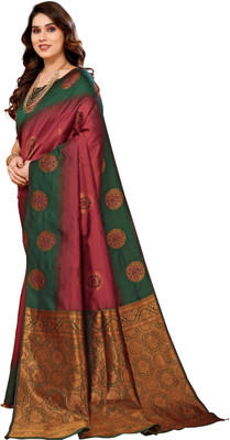 HITESH ENTEPRISE Woven Kanjivaram Pure Silk Saree(Maroon)