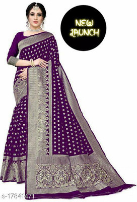 GATISHVAM TEXTILE Self Design Banarasi Art Silk Saree(Purple)