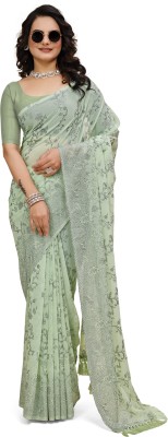 SHAYONAM Embellished, Self Design Bollywood Chiffon, Georgette Saree(Light Green)