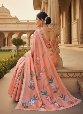 Sareez House Blocked Printed Bollywood Jimmy choo Saree(Multicolor)
