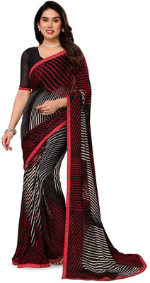 Moda Rapido Embellished, Printed, Self Design Bollywood Georgette Saree(White)