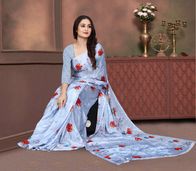 FS CREATION Printed Bandhani Chiffon Saree(Grey)