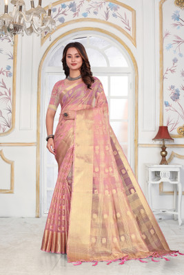 Aarunika LGF Solid/Plain Bollywood Organza Saree(Pink)