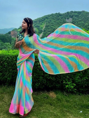 Sonika Fashions Ombre Leheria Georgette Saree(Multicolor)