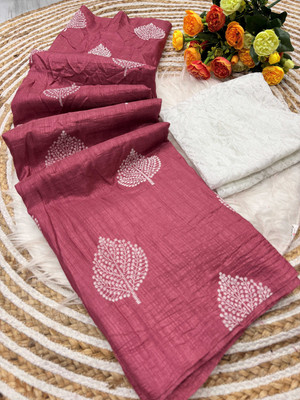 Banarasi wala Embroidered, Floral Print Daily Wear Silk Blend Saree(Pink)