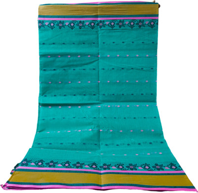 Charvi Lifestyle Woven Tant Pure Cotton Saree(Green)