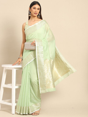 Anouk Rustic Printed Daily Wear Cotton Blend Saree(Gold)