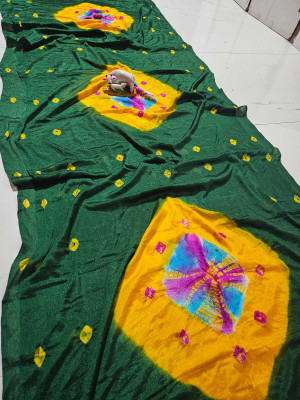 JMD Ent Printed Bandhani Art Silk Saree(Green)