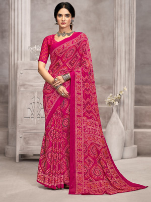 Divastri Floral Print, Geometric Print, Digital Print, Printed Bollywood Chiffon Saree(Pink)