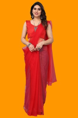 Yanshi Enterprise Self Design Bollywood Net Saree(Red)