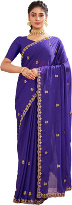 K.C Embroidered Bollywood Georgette Saree(Purple)