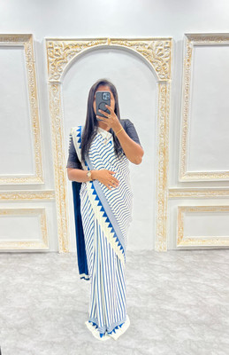 ANUVRATA Solid/Plain, Woven, Self Design, Printed Assam Silk Pure Silk Saree(Blue)