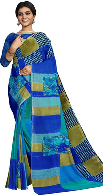 Suali Printed Daily Wear Georgette Saree(Blue)