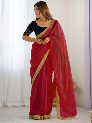 ANOUK Embellished Bollywood Net Saree(Red)
