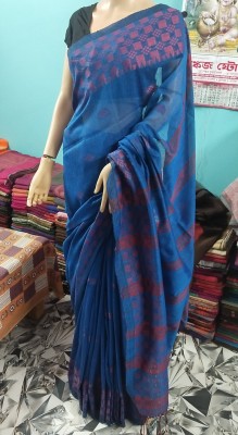 Tantikatha Woven Handloom Pure Cotton Saree(Light Blue)