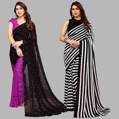 Anand Sarees Printed Bollywood Georgette Saree(Pack of 2, Multicolor)