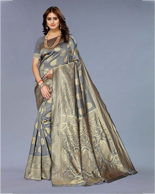 Suntex Printed Bollywood Art Silk Saree(Grey)