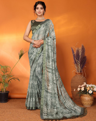 YASHIKA Embellished Bollywood Georgette Saree(Green)
