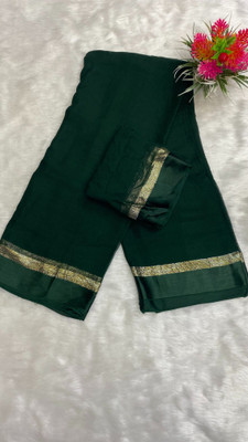 VINIT ENTERPRISE Solid/Plain Bollywood Viscose Rayon Saree(Dark Green)