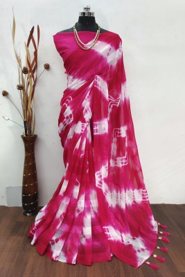 SAVRITI Geometric Print Bollywood Tussar Silk Saree(Pink)