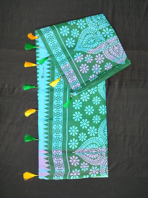 Baidyas styles Printed Jamdani Cotton Blend Saree(Light Blue)