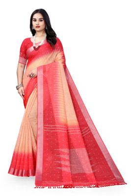 supalee tex Digital Print Bollywood Linen Saree(Cream)