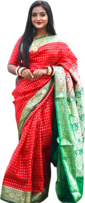 SUMAN FASHIONS Woven Banarasi Art Silk Saree(Red)
